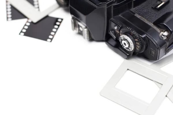 135 cámara vintage de película o reflejo de lente única y marco de fotos sl — Foto de Stock