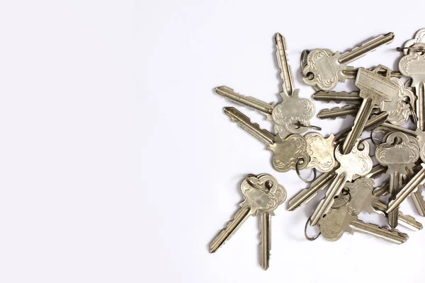 Stainless keys isolated on white background Stock Photo