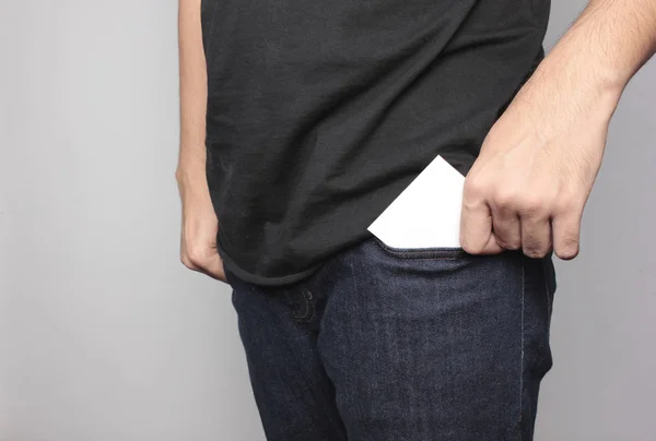 Pulling card on back pocket — Stock Photo, Image