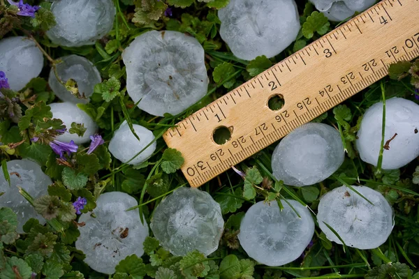 Hagelkörner nach schwerem Sommersturm — Stockfoto