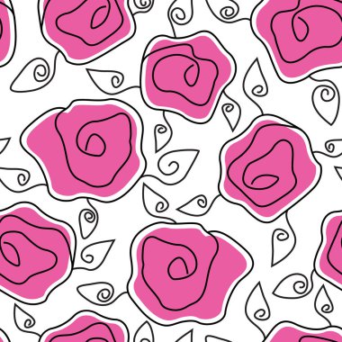 Pembe Şablondaki Vektör Doodle Gülleri