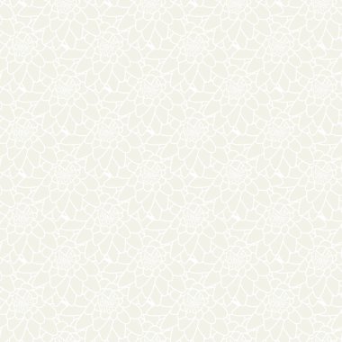 Beyaz Arkaplanda Bej Su Zambakları Üst üste binen Vektör Kusursuz Tekrarı Deseni. Tekstil, kartlar, imalat, duvar kağıtları, baskı, hediye paketi ve yapıştırma kitabı için arkaplan.