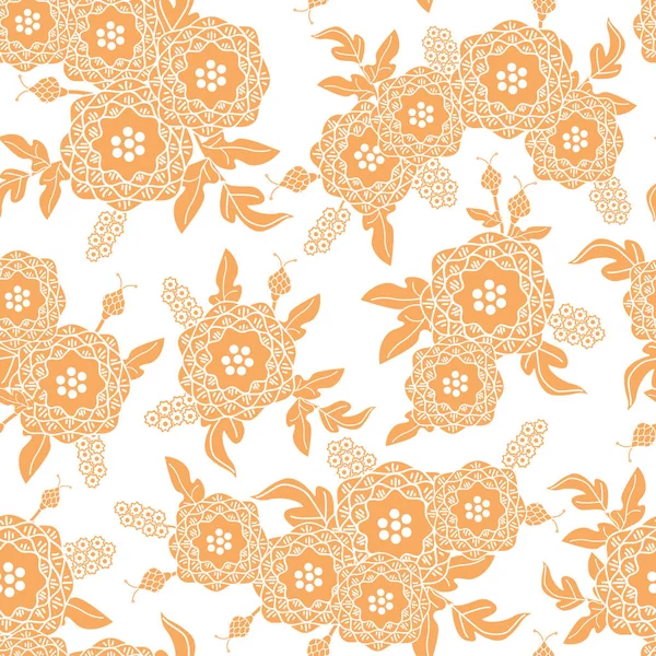 Векторные силуэты цветов в оранжевом цвете на белом фоне Предпосылки для текстиля, открыток, производства, обоев, печати, подарочной упаковки и скрапбукинга . — стоковый вектор