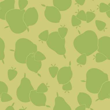 Yeşil Arkaplanda Yeşil Arkaplanlı Limon Siluetleri Armut Elması Armut Çileği Örnekleri. Tekstil, kartlar, imalat, duvar kağıtları, baskı, hediye paketi ve
