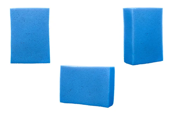 Spugna Blu Pulizia Prodotti Forniture Pulizia Isolato Sfondo Bianco — Foto Stock