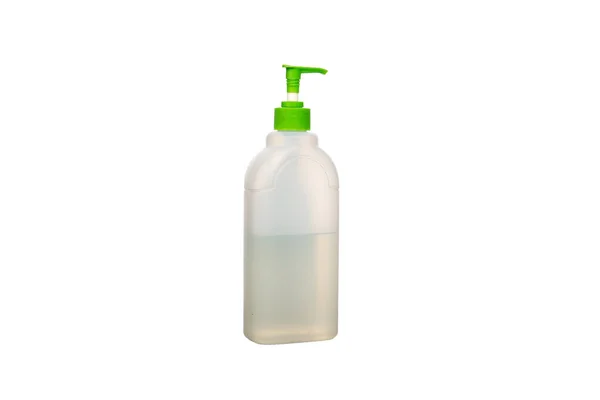 Bouteille blanche en plastique. Produits et fournitures de nettoyage — Photo