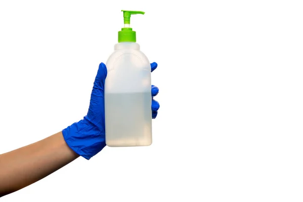 Weiße Plastikflasche. Reinigungsmittel und Zubehör — Stockfoto