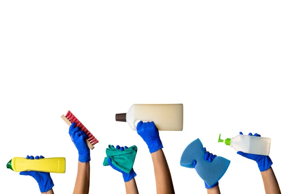 Cleaning Products and Supplies. Isolated white background — Stock Photo, Image