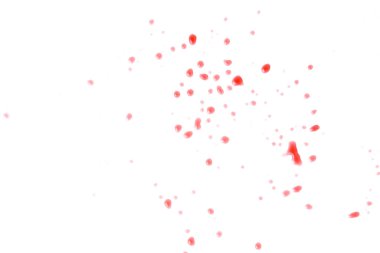 Beyaz arka planda küçük kırmızı şarap damlaları izole edilmiş.