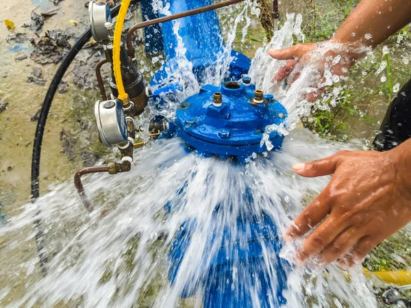 Maintenance Pressure Reducing Valve Water Treatment Plant Thailand Water Pressure — Stock Photo, Image