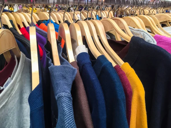 Colorful blouse hanging on clothesline — Stock Photo, Image