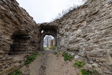 Pskov 'da Gremyachaya tepesinde, Pskova nehri kıyısında harap olmuş bir Gremyachaya kulesi.