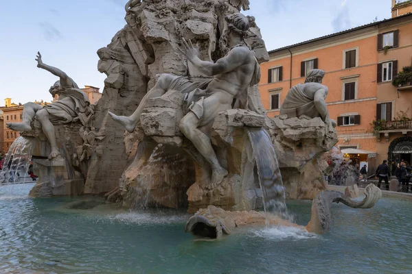 Fonte Dos Quatro Rios Por Bernini Piazza Navona — Fotografia de Stock