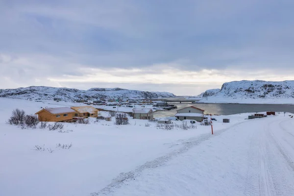 Het Oude Vissersdorp Aan Oever Van Barentszzee Het Schiereiland Kola — Stockfoto