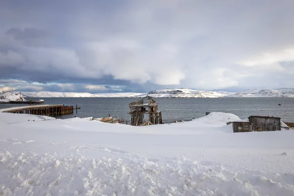 Берег Баренцового Моря Арктичний Океан Півострів Кола Теріберка Росія — стокове фото