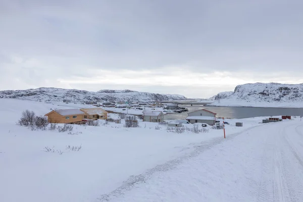 Het Oude Vissersdorp Aan Oever Van Barentszzee Het Schiereiland Kola — Stockfoto