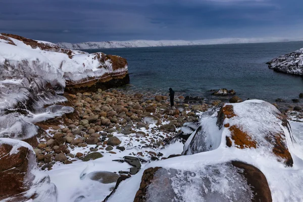 Costa Rochosa Península Kola Mar Barents Oceano Ártico — Fotografia de Stock