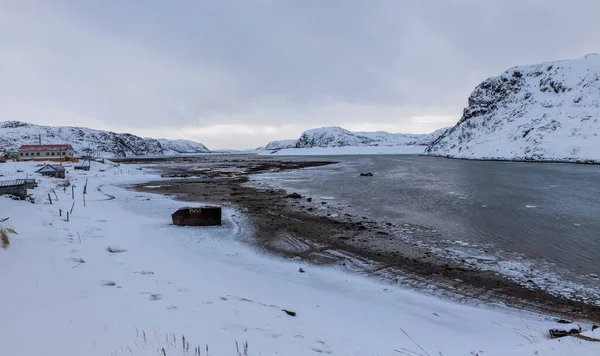 Teriberka Região Murmansk Rússia 2020 Antiga Aldeia Piscatória Margem Mar — Fotografia de Stock