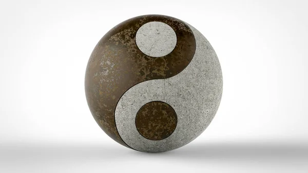 Métal Yin Yang Rendu Image Stock — Photo