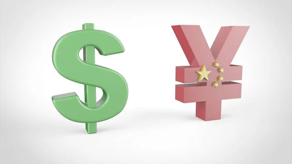 Ilustración Concepto Guerra Económica Dólar Contra Yuan Ilustración — Foto de Stock