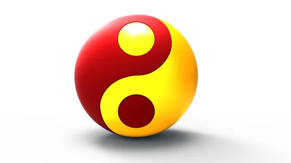 Yellow Red Yin Yang Symbol — стокове фото