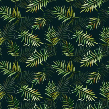 Suluboya tropikal yapraklı kusursuz desen.