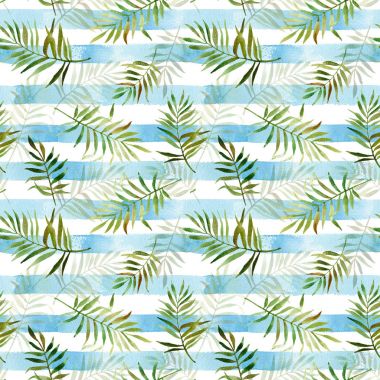 Suluboya tropikal ile Seamless Modeli şeritli sırt üstü bırakır