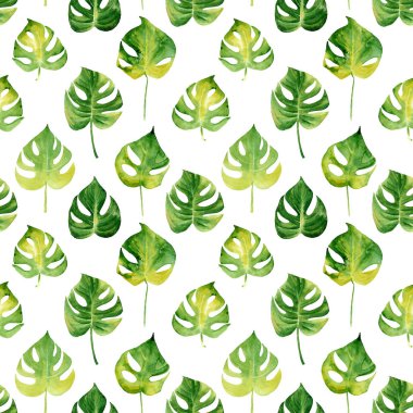 Suluboya tropikal yapraklı kusursuz desen.
