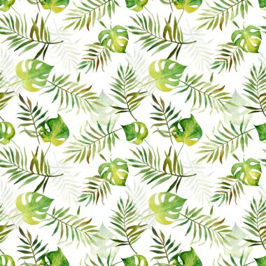 Suluboya tropikal yapraklı kusursuz desen.