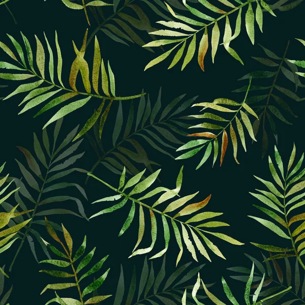 Seamless pattern with watercolor tropical leaves. — Stock Photo, Image