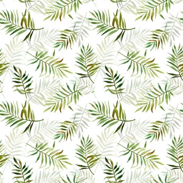 Nahtloses Muster mit tropischen Blättern in Aquarell. — Stockfoto