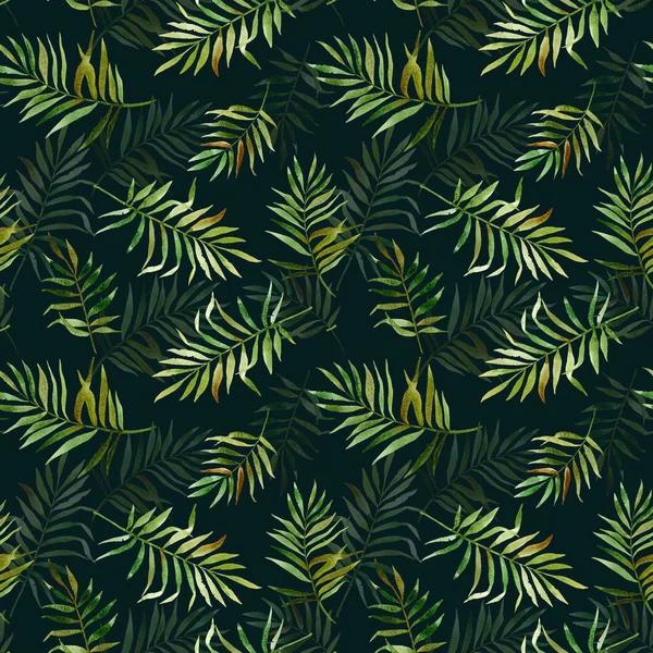 Suluboya tropikal yapraklı kusursuz desen.