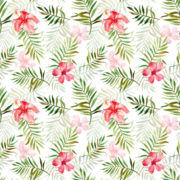 Suluboya tropikal çiçek ve izni ile Seamless Modeli