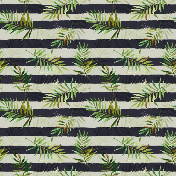 Suluboya tropikal ile Seamless Modeli şeritli sırt üstü bırakır