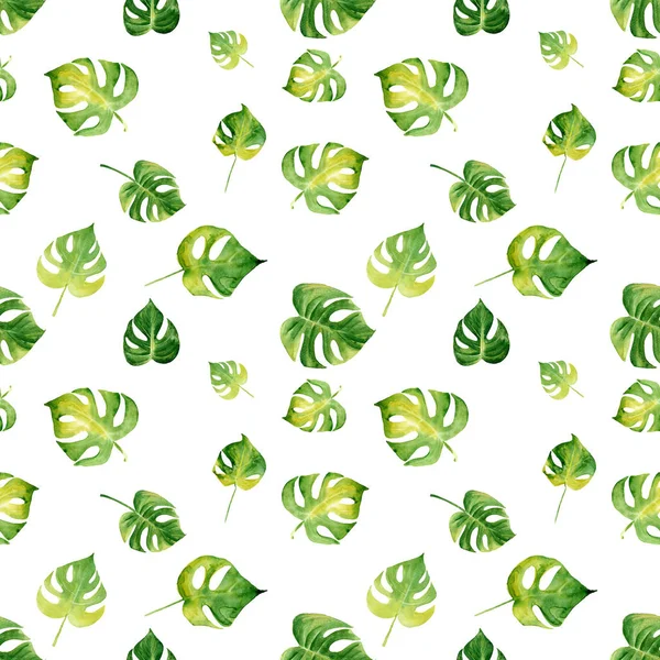 Бесшовный рисунок с акварелью тропических листьев. — стоковое фото