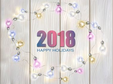 Beyaz vektör ahşap arka plan ile renkli Işık Ampüller. 