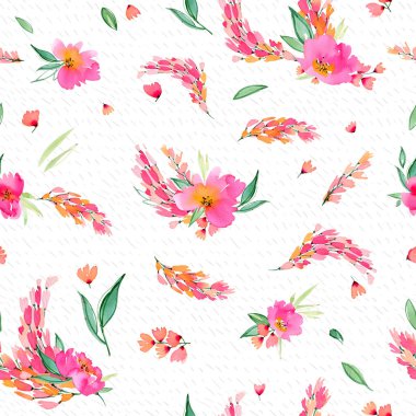 Sulu boya pembe çiçekler ile Seamless modeli. Çok güzel çiçek çiçek kompozisyonlar.