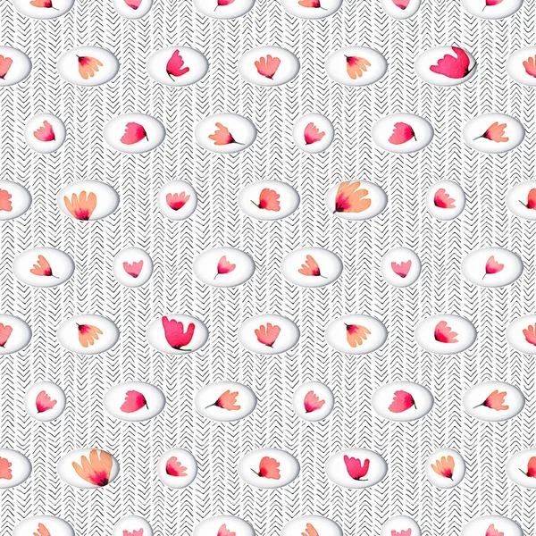 Nahtloses Muster Mit Aquarellrosa Blüten Kreis Schöne Blühende Blütenknospen Auf — Stockfoto