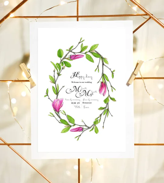 Modèle Pour Les Félicitations Les Invitations Mariage Dans Les Couleurs — Photo