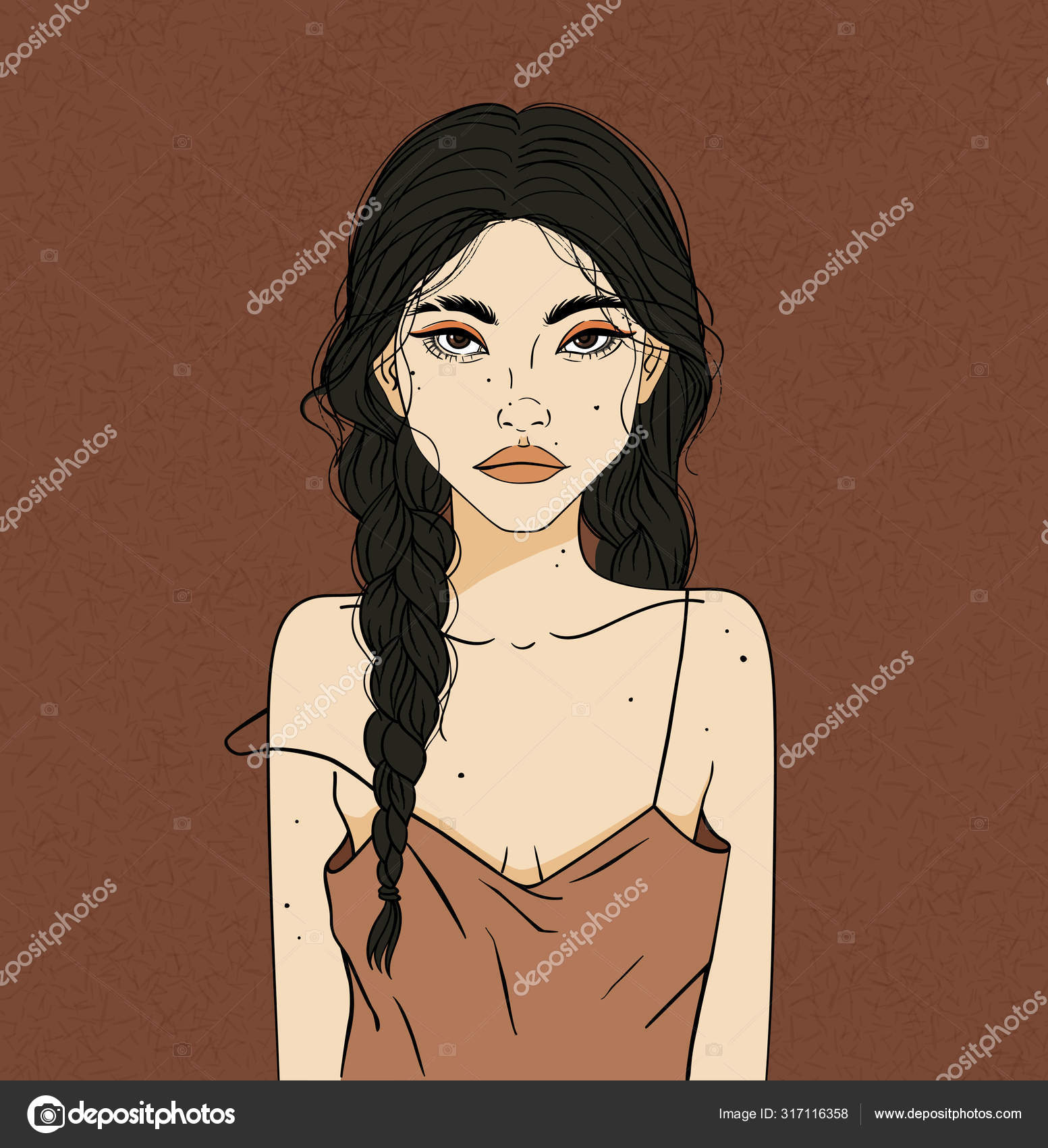 Indian Girl Black Braids Mole Face Fashion Illustration Nude Colors Stock Vector Image by ©inna73 #317116358 Indian Girl Black Braids Mole Face Fashion Illustration Nude Colors Stock Vector Image by ©inna73 #317116358