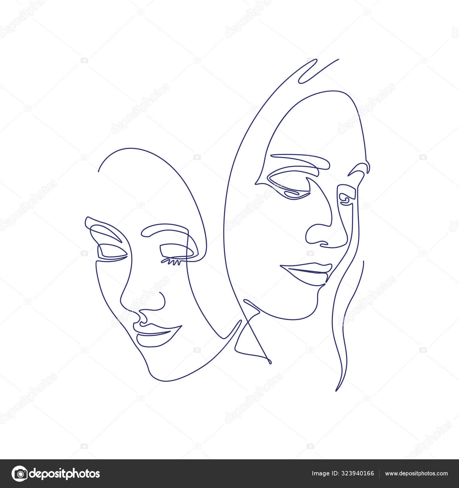 Continuous Line Two Women Faces Abstract Modern Art Fashion Concept Vector Image By C Inna73 Vector Stock Continuous Line Two Women Faces Abstract Modern Art Fashion Concept Vector Image By C Inna73 Vector Stock