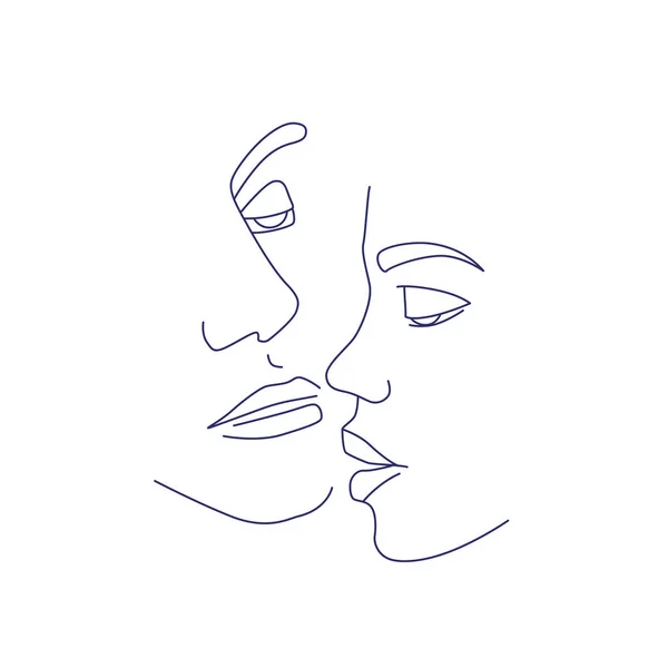 Besos Pareja Besos Labios Arte Abstracto Moderno Concepto Moda Dibujo — Vector de stock