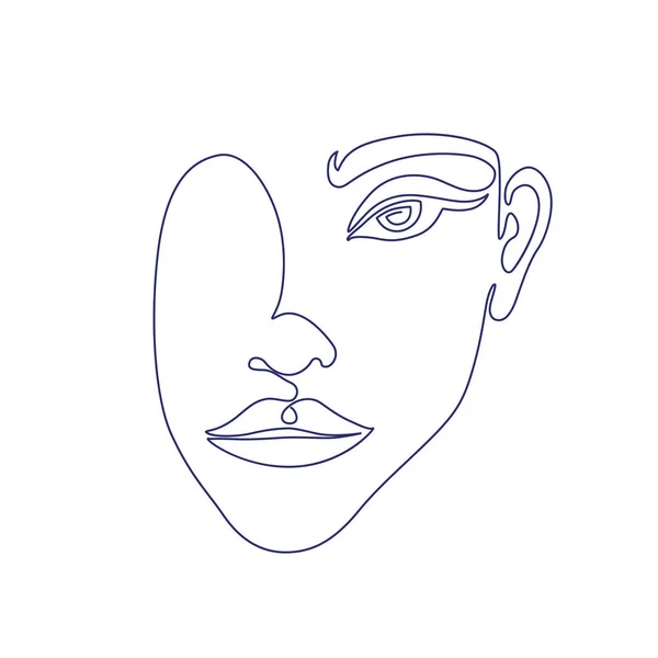 Línea Continua Cara Mujer Arte Abstracto Moderno Concepto Moda Dibujo — Vector de stock