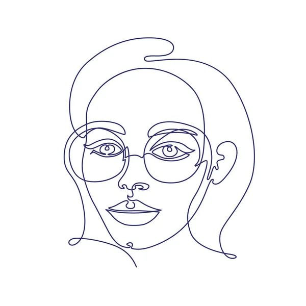 連続線 女性の顔 現代美術 ファッションコンセプト デザインに使用するための1つの線画 — ストックベクタ