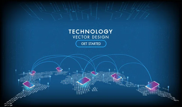 Conceito Rede Conexão Tecnologia Móvel Fundo Negócios Global Abstract Modern —  Vetores de Stock