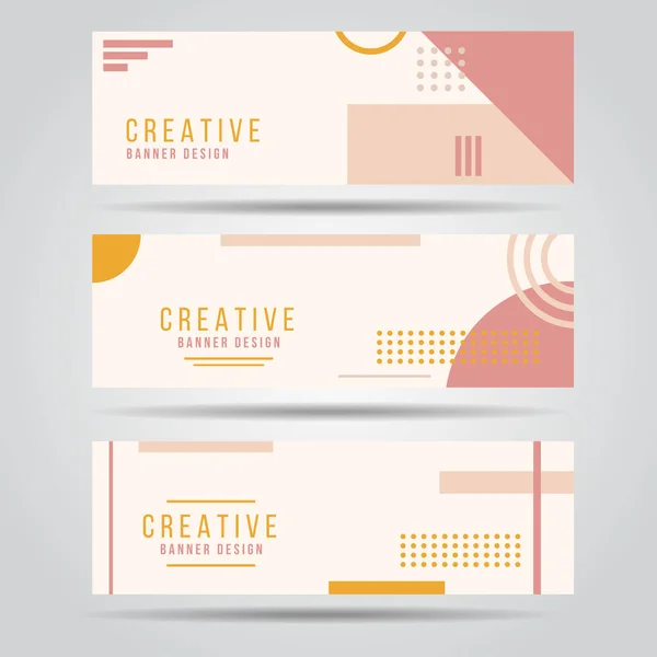 Banner Modern Asgari Set Soyut Creactive Trend Style Copy Space — Stok Vektör