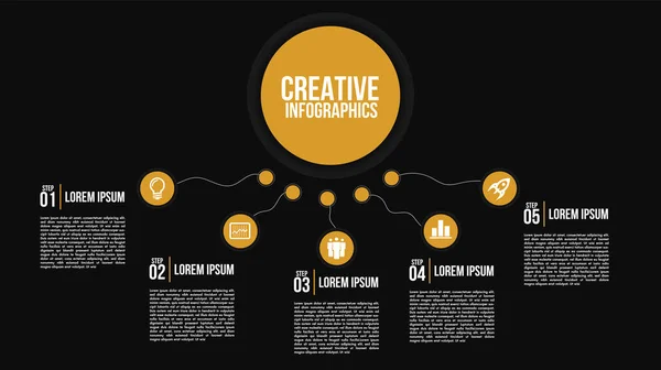 Infographics Opties Stappen Cirkel Elementen Grafiek Zwarte Sjablon Abstract Van — Stockvector