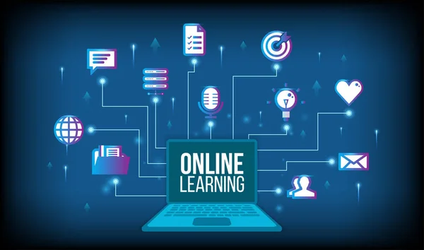 Online Onderwijs Concept Met Tekst Plaats Stay School Leer Studie — Stockvector