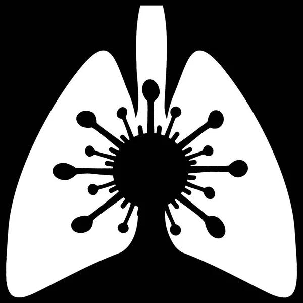 Ciğerler ikon 19. Ciğerler virüs ikonu COVID-19 SARS-CoV-2 coronavirüs ile işaretlendi. — Stok fotoğraf