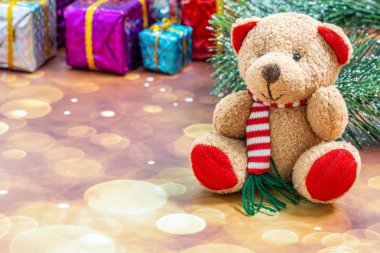 Oyuncaklarla, dekorasyonlarla, boş fotokopi alanlarıyla Noel tatili konsepti